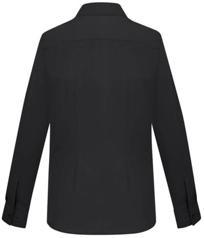 Am image of a Custom Biz Collection Ladies London Long Sleeve Shirt in Black!
