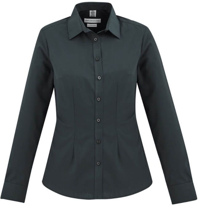 Biz Collection Ladies London Long Sleeve Shirt in Grey