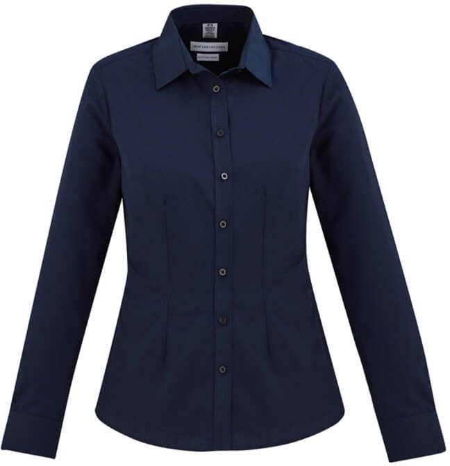 Biz Collection Ladies London Long Sleeve Shirt in Navy