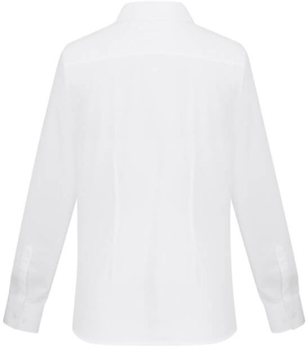 Am image of a Custom Biz Collection Ladies London Long Sleeve Shirt in White!
