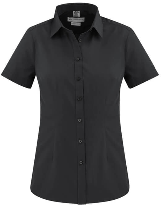 Biz Collection Ladies London Short Sleeve Shirt in Black
