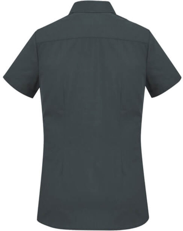 Am image of a Custom Biz Collection Ladies London Short Sleeve Shirt in Grey!