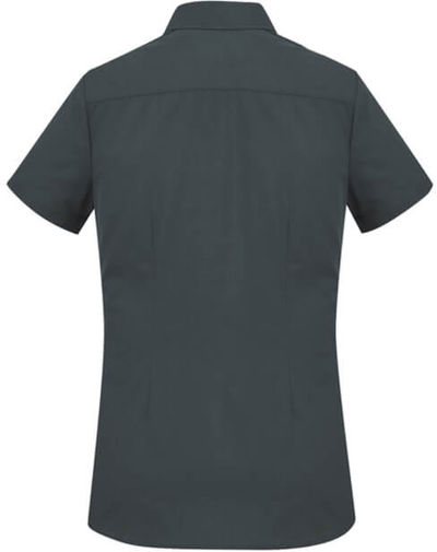 Am image of a Custom Biz Collection Ladies London Short Sleeve Shirt in Grey!