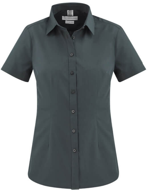 Biz Collection Ladies London Short Sleeve Shirt in Grey