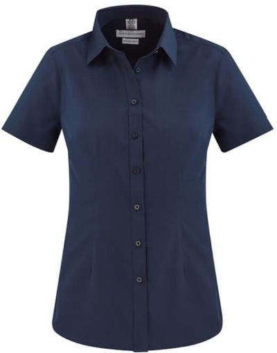 Am image of a Custom Biz Collection Ladies London Short Sleeve Shirt in Navy!