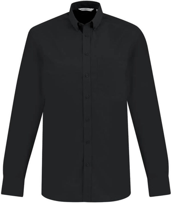 Am image of a Custom Biz Collection Mens London Long Sleeve Shirt in Black!