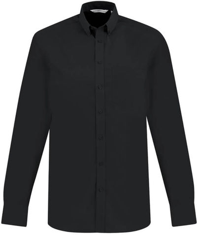 Am image of a Custom Biz Collection Mens London Long Sleeve Shirt in Black!