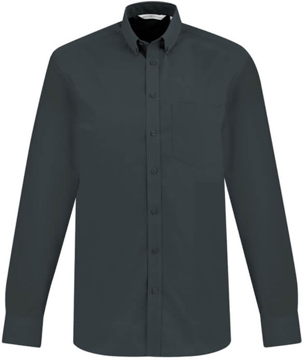 Am image of a Custom Biz Collection Mens London Long Sleeve Shirt in Grey!