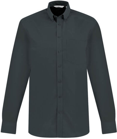 Am image of a Custom Biz Collection Mens London Long Sleeve Shirt in Grey!