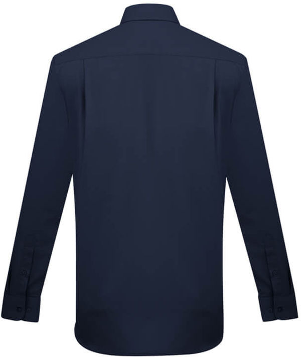 Am image of a Custom Biz Collection Mens London Long Sleeve Shirt in Navy!