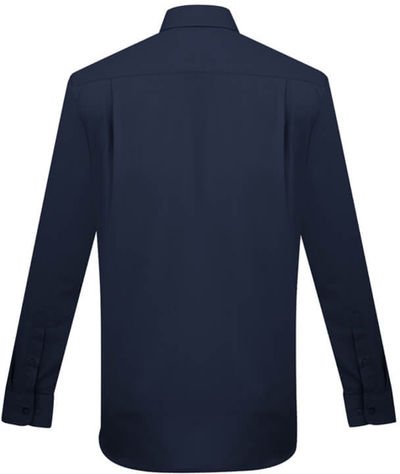 Am image of a Custom Biz Collection Mens London Long Sleeve Shirt in Navy!