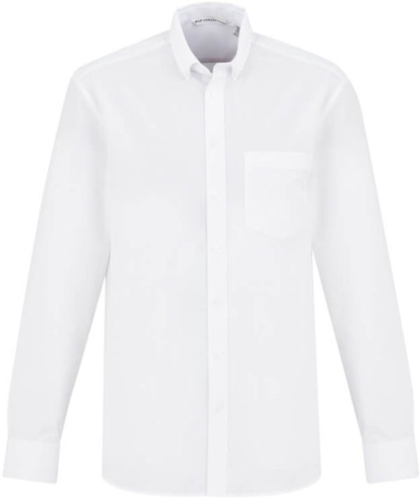 Am image of a Custom Biz Collection Mens London Long Sleeve Shirt in White!
