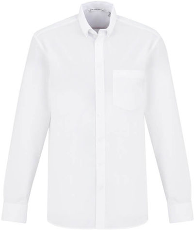 Am image of a Custom Biz Collection Mens London Long Sleeve Shirt in White!