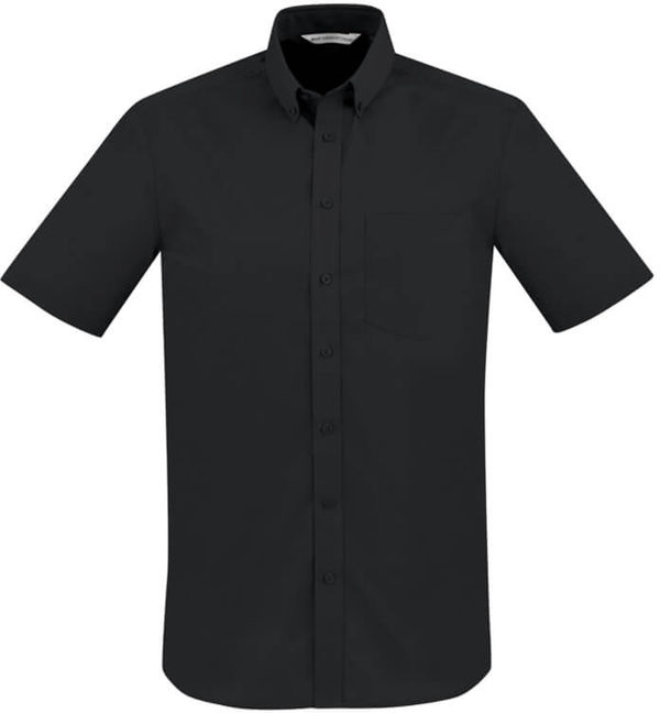 Am image of a Custom Biz Collection Mens London Short Sleeve Shirt in Black!