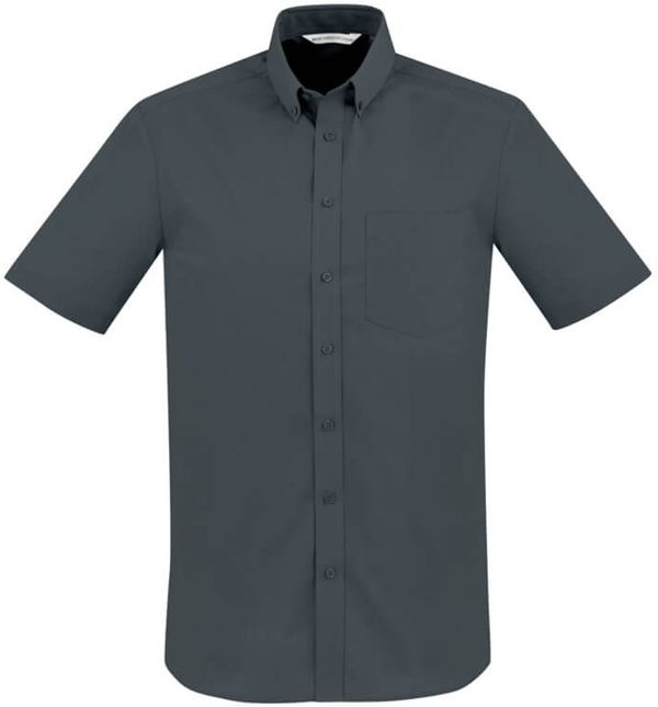 Am image of a Custom Biz Collection Mens London Short Sleeve Shirt in Grey!