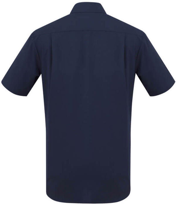 Am image of a Custom Biz Collection Mens London Short Sleeve Shirt in Navy!