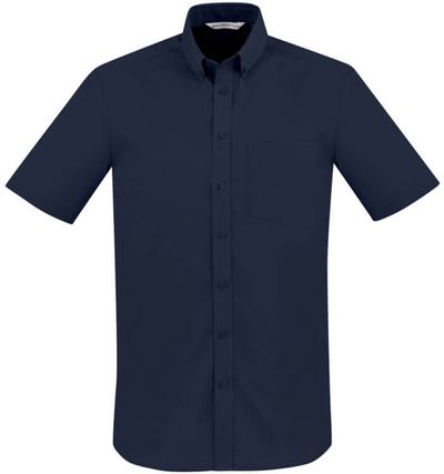 Am image of a Custom Biz Collection Mens London Short Sleeve Shirt in Navy!