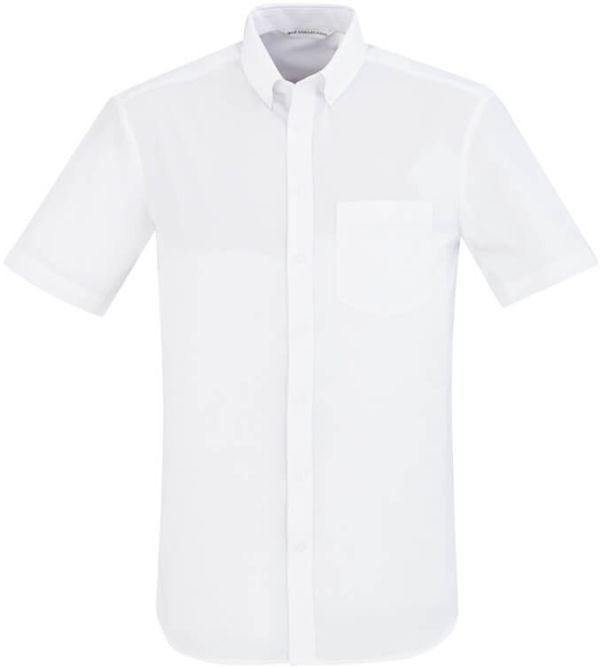 Am image of a Custom Biz Collection Mens London Short Sleeve Shirt in White!