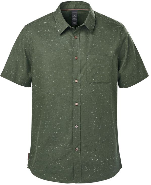 Am image of a Custom Stormtech Men's Skeenna Shirt in Earth/White!