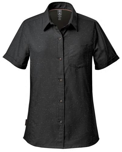 Am image of a Custom Stormtech Women's Skeena Shirt in Black/Carbon!
