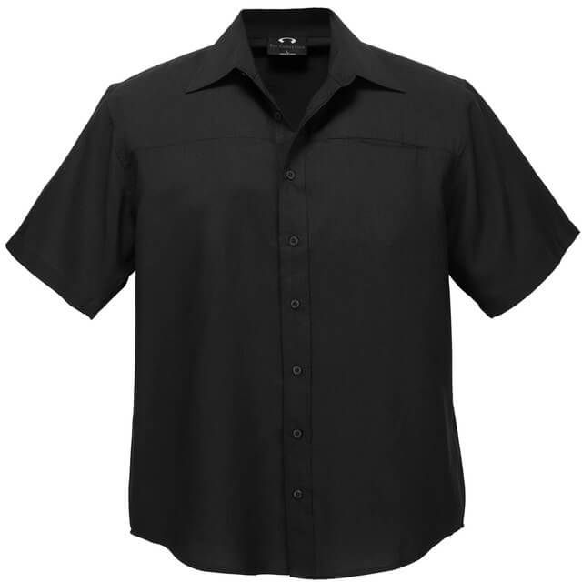 Biz Collection Mens Plain Oasis Short Sleeve Shirt in Black