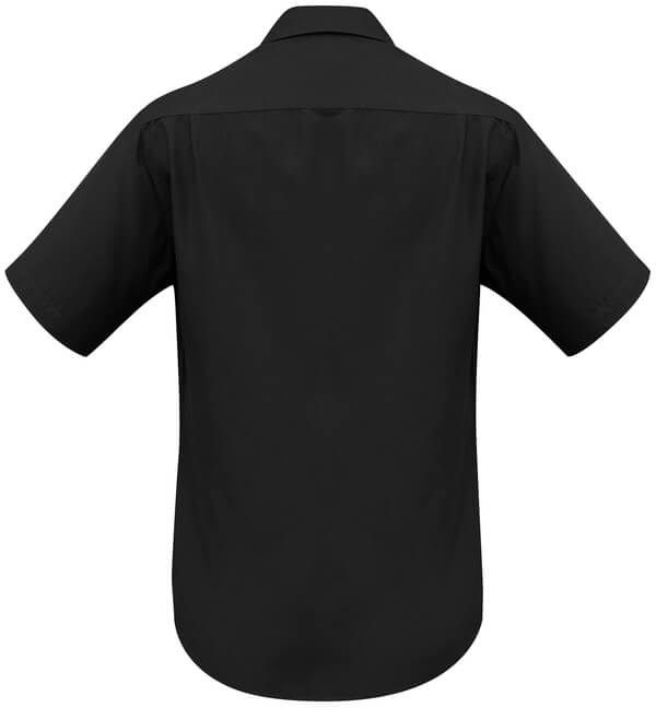 Am image of a Custom Biz Collection Mens Plain Oasis Short Sleeve Shirt in Black!