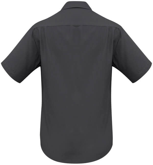Am image of a Custom Biz Collection Mens Plain Oasis Short Sleeve Shirt in Charcoal!