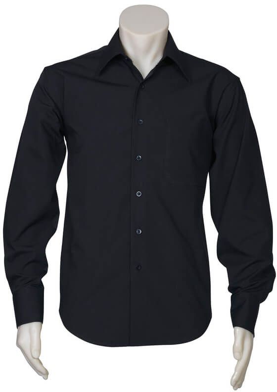 Biz Collection Mens Metro Long Sleeve Shirt in Black
