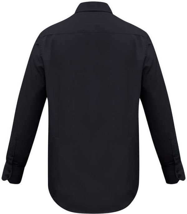 Am image of a Custom Biz Collection Mens Metro Long Sleeve Shirt in Black!