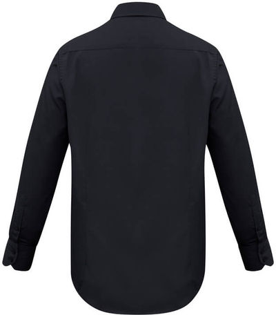 Am image of a Custom Biz Collection Mens Metro Long Sleeve Shirt in Black!