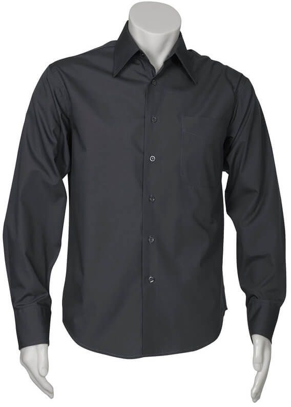 Biz Collection Mens Metro Long Sleeve Shirt in Charcoal