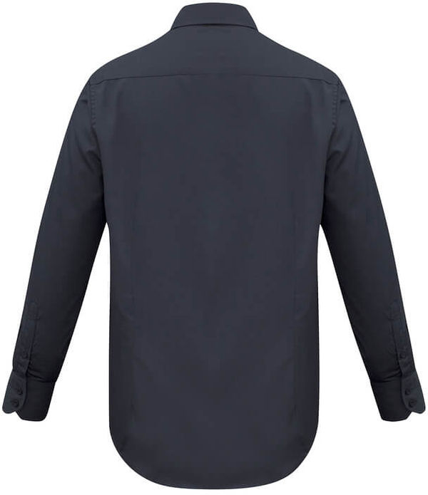 Am image of a Custom Biz Collection Mens Metro Long Sleeve Shirt in Charcoal!