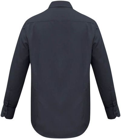 Am image of a Custom Biz Collection Mens Metro Long Sleeve Shirt in Charcoal!