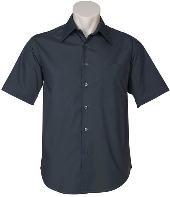 Biz Collection Mens Metro Short Sleeve Shirt in Charcoal