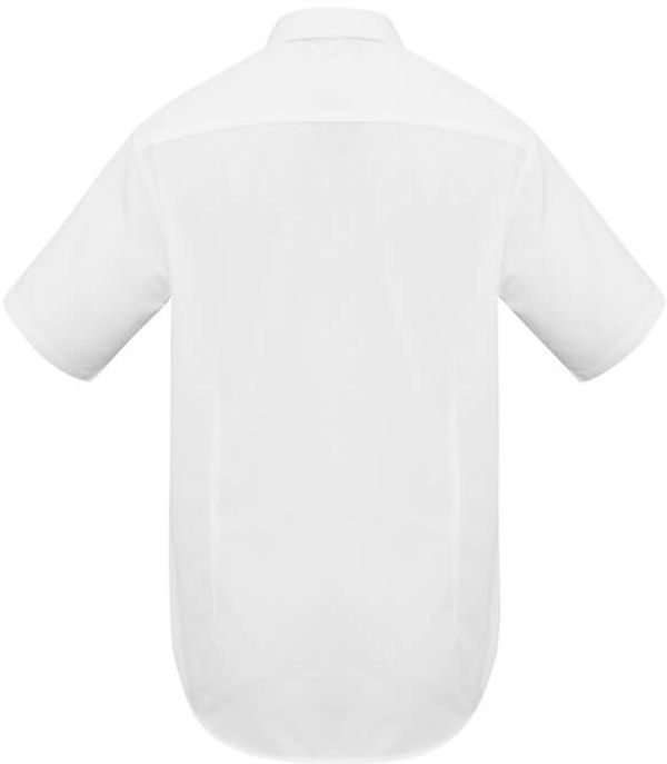 Am image of a Custom Biz Collection Mens Metro Short Sleeve Shirt in White!