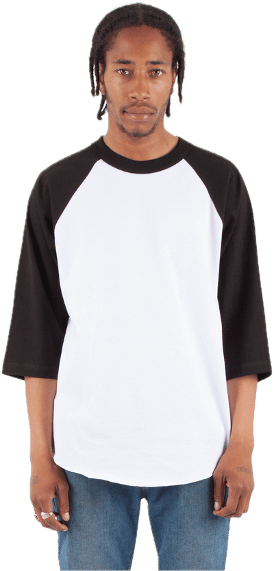 An image of a Custom Shaka Wear Adult 8.9 oz Three Quarter Sleeve Raglan T Shirt!