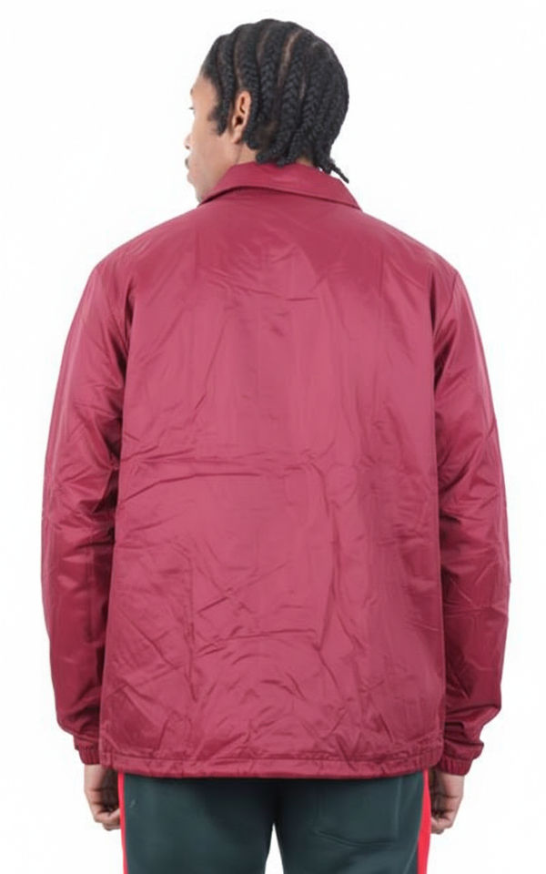 An image of a Custom Shaka Wear Coaches Jacket in Burgundy!