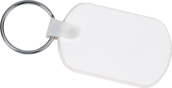 Am image of a Custom Rectangular Soft Key Tag in White!