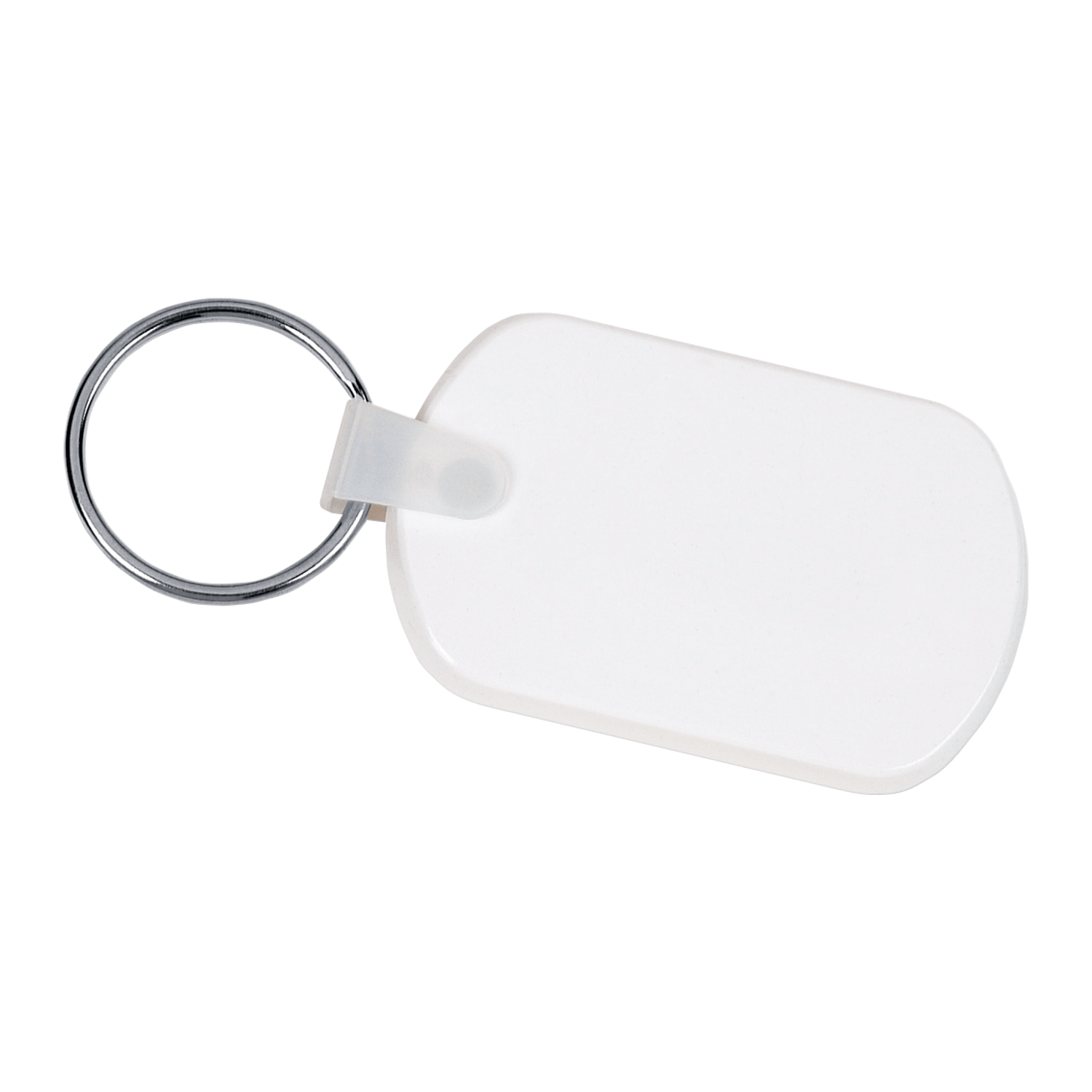 Am image of a Custom Rectangular Soft Key Tag in White!