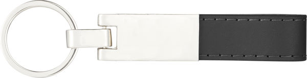 Am image of a Custom UltraHyde Silver Key Ring in Black!