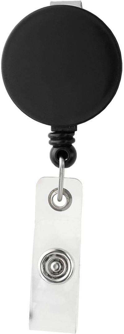 Am image of a Custom Round Badge Holder in Black!