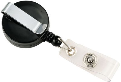 Am image of a Custom Round Badge Holder in Black!