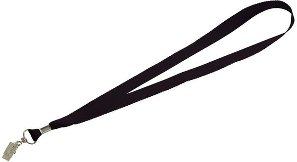 Am image of a Custom Lanyard with Bulldog Clip in Black!