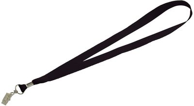 Am image of a Custom Lanyard with Bulldog Clip in Black!
