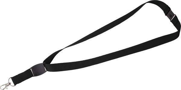 Am image of a Custom Flat Panel Lanyard in Black!