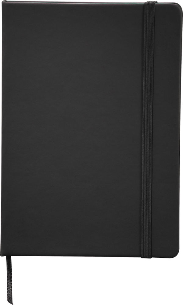 Am image of a Custom 5in x 7in Mix Snap Elastic Closure Notebook in Black!