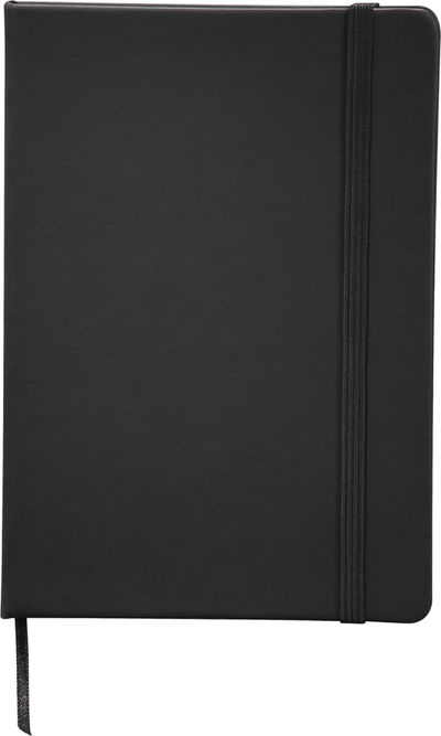 Am image of a Custom 5in x 7in Mix Snap Elastic Closure Notebook in Black!