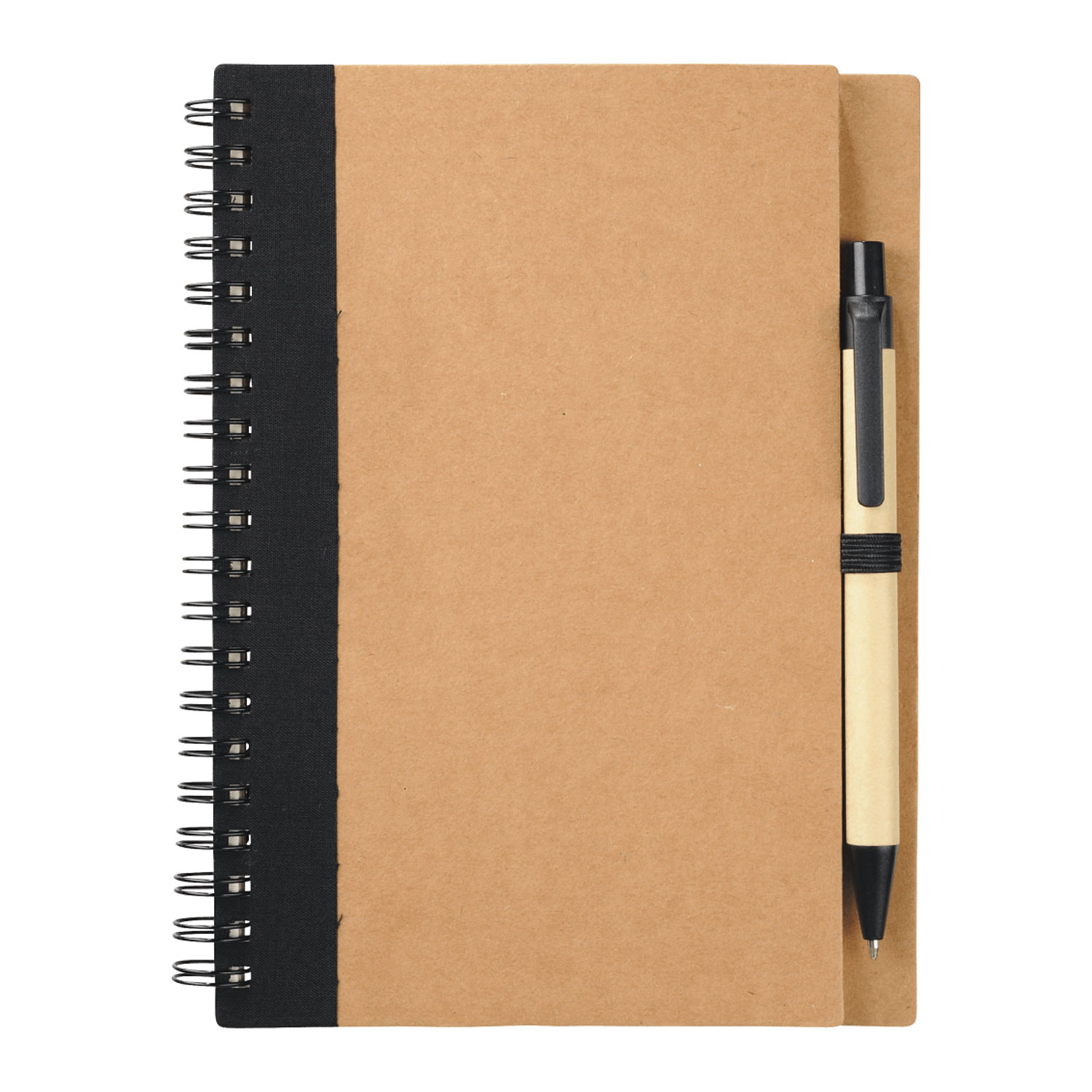 5" x 7" Eco Spiral Notebook with Pen in Black