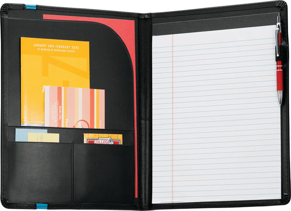 An image of a Custom Session Padfolio in Black w/ Gray Trim!