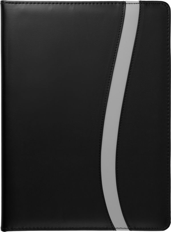 An image of a Custom Session Padfolio in Black w/ Gray Trim!